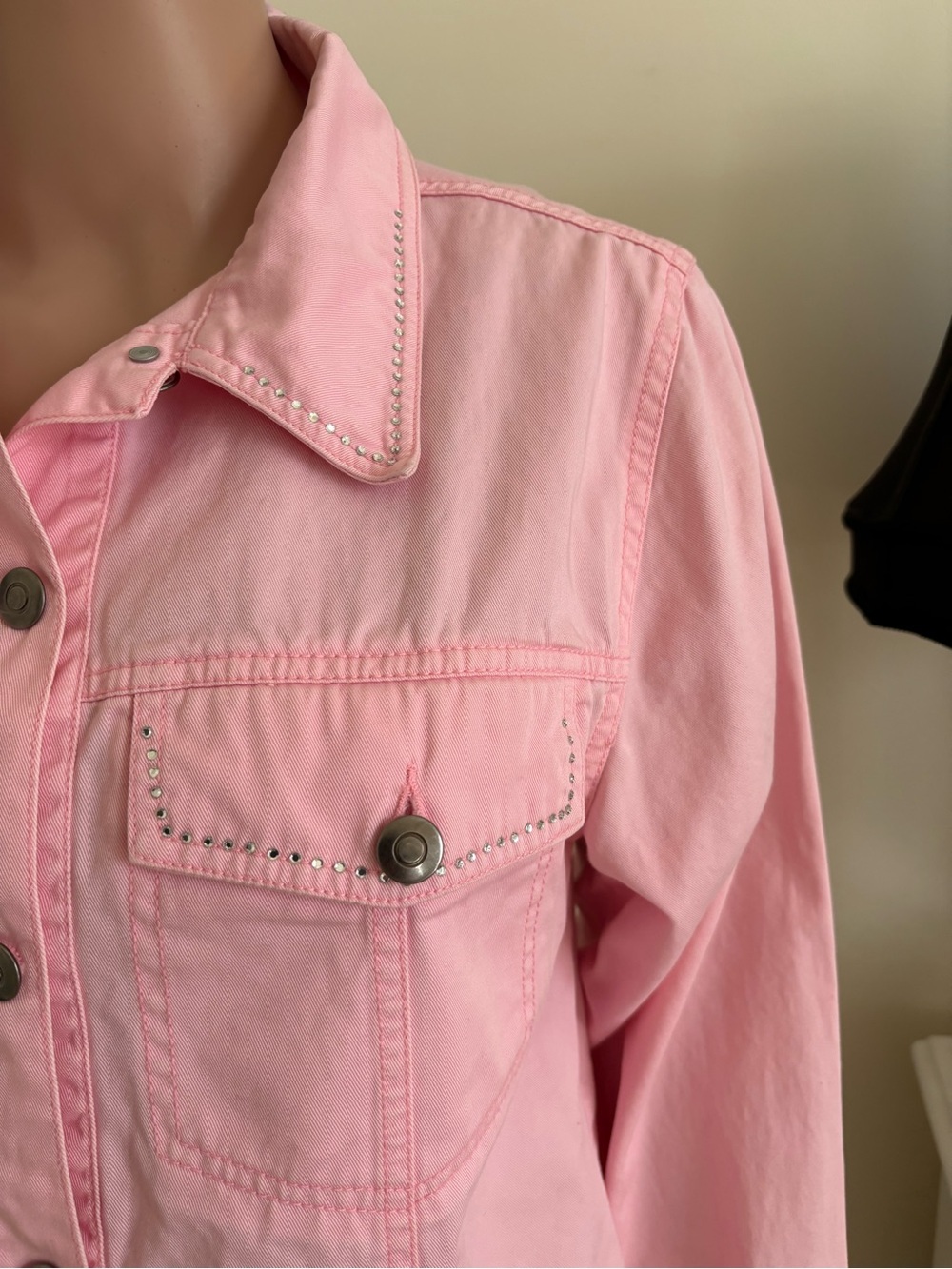Pink Women's Button-Front Jacket - Picture 5 of 13